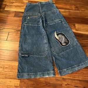 JNCO Blue Wide-Leg Jeans with Rhino Patch